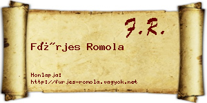 Fürjes Romola névjegykártya